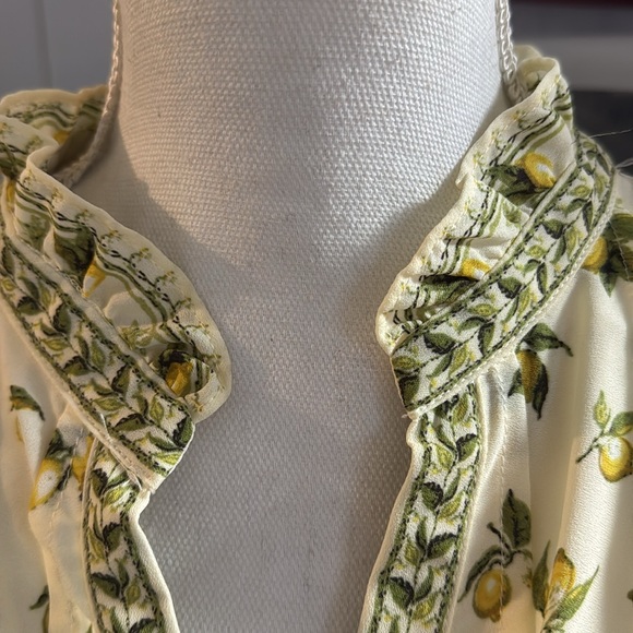 Max Studio Lemon Floral Print Cream yellow green Dress Boho size 2X - Picture 9 of 11